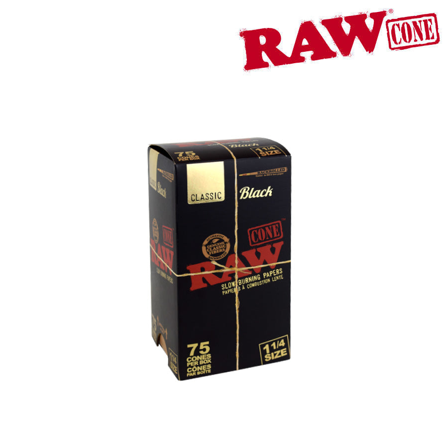RAW Black Backrolled Pre-Rolled Cones 1 1/4 | 75 Cone Pack