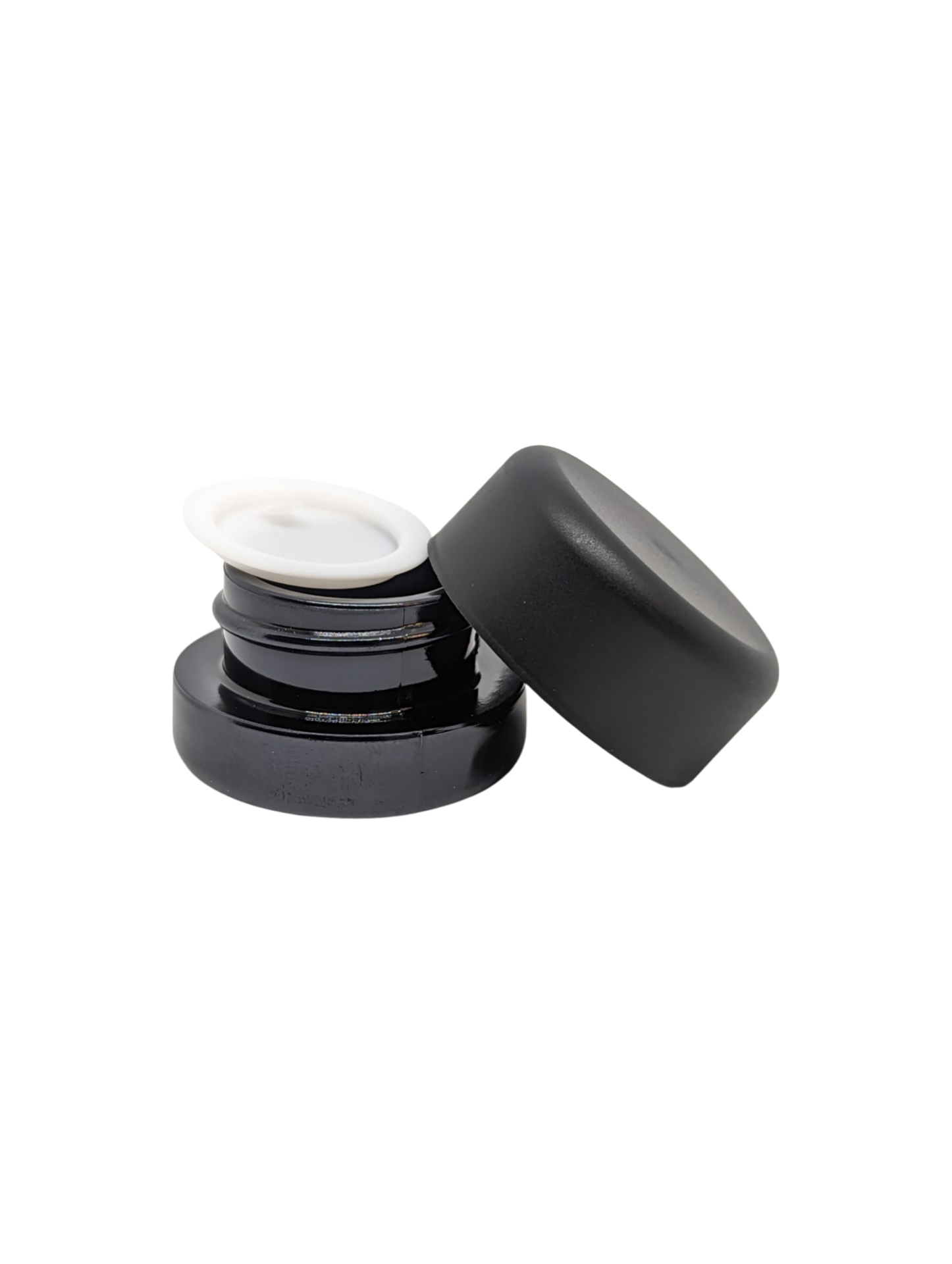 5ml Round Glass Shoulderless Screw Top Jars | Child Resistant Lid | Black Glass, Black Lid