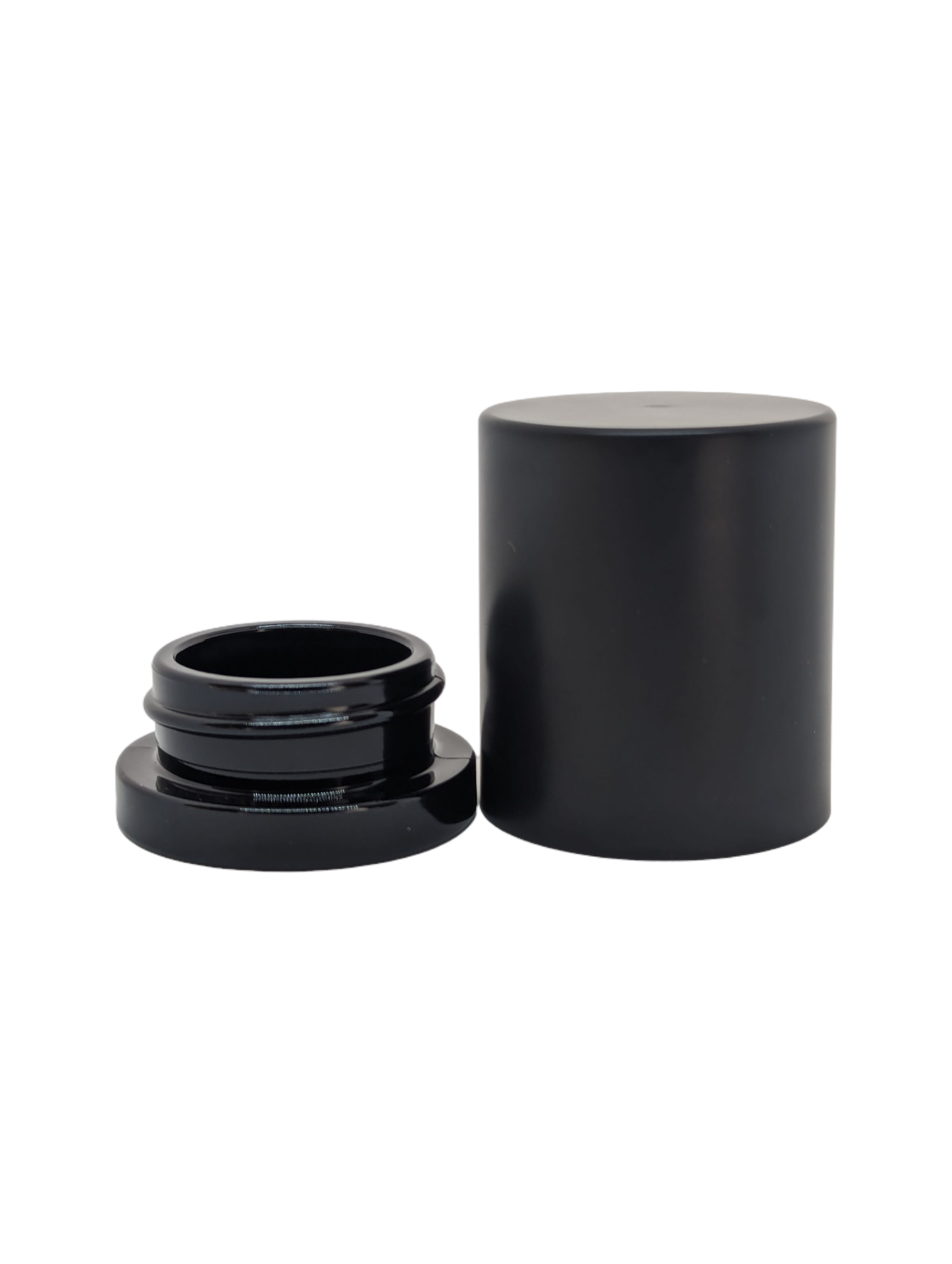 THE ROGUE | 9ml Round Glass Tall Shoulderless Screw Top Jars | Child Resistant Lid | Black Glass, Tall Black Lid