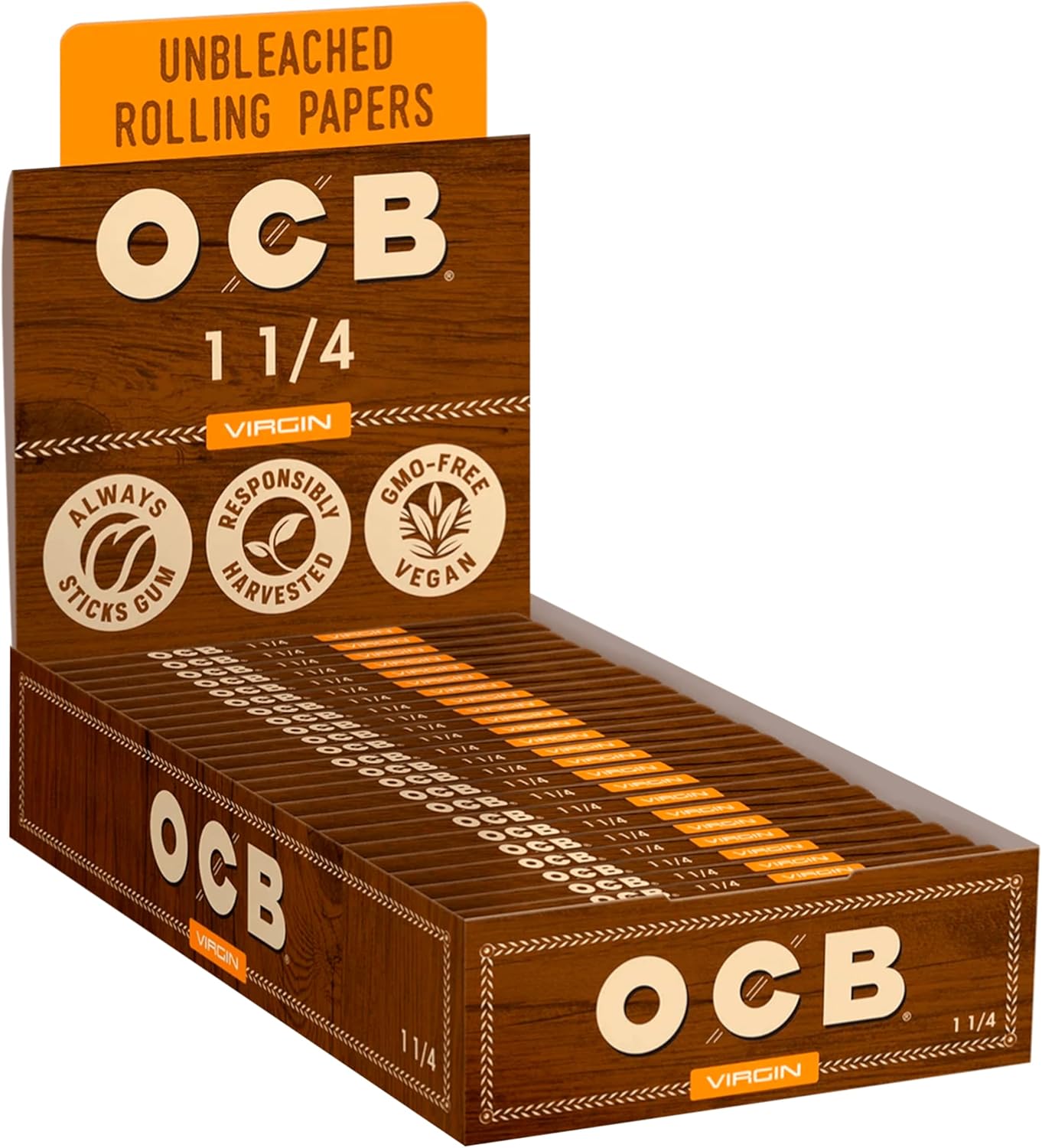 OCB Virgin Unbleached Rolling Papers | Size: 1 1/4 | 300's