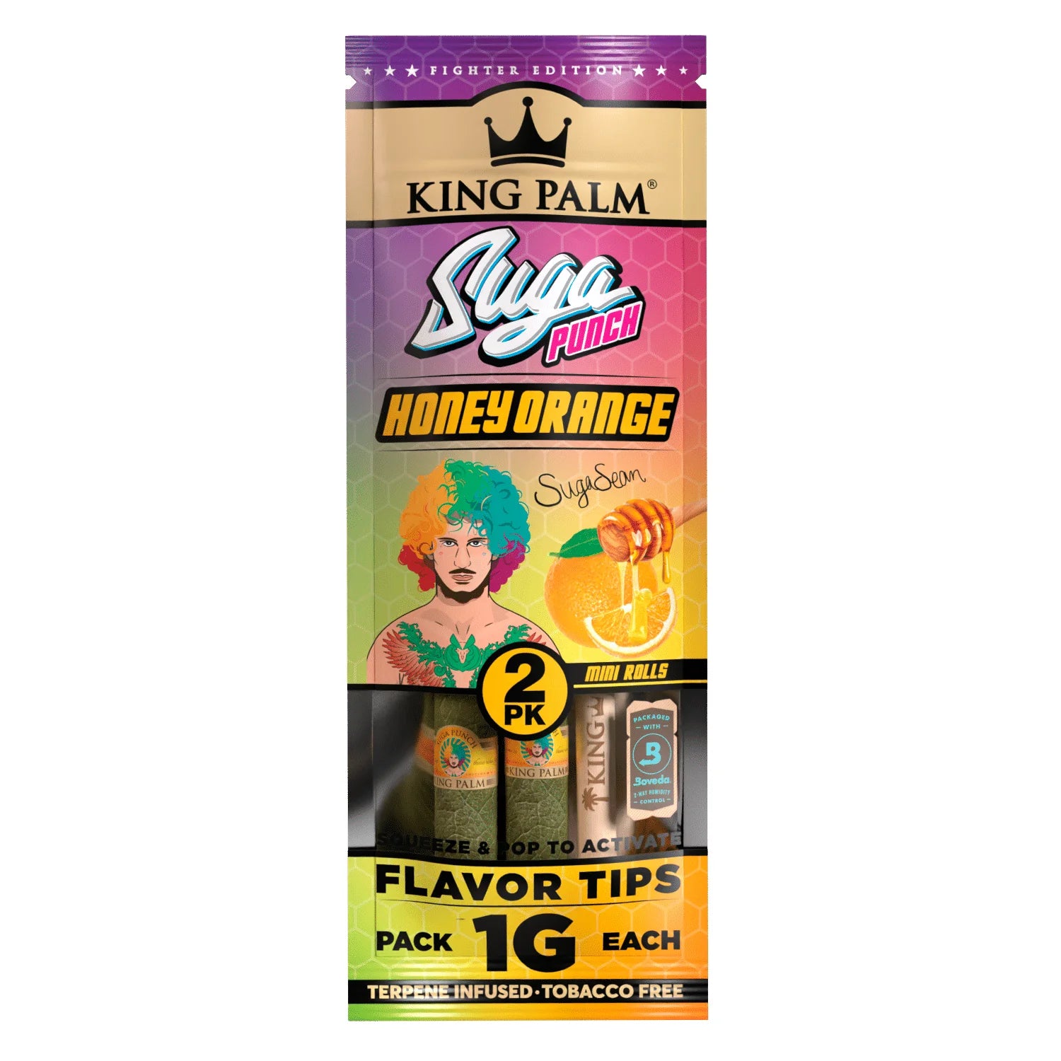 King Palm Wraps | Mini Pre-Rolled Cones | Suga Punch Honey Orange