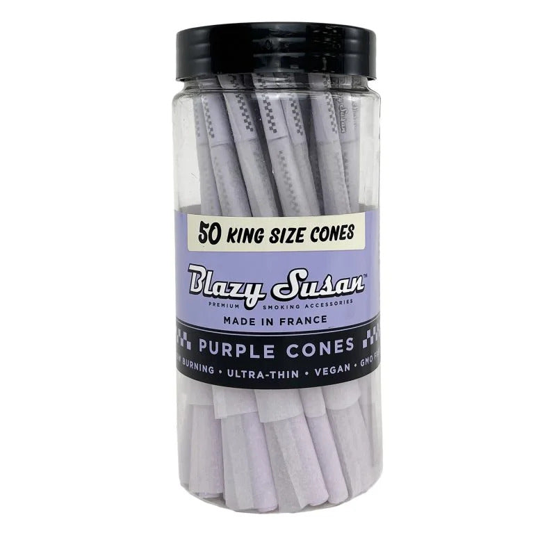 Blazy Susan Purple Pre-Rolled Cones | King Size: 109mm/ 26mm | 50 Cone Pack
