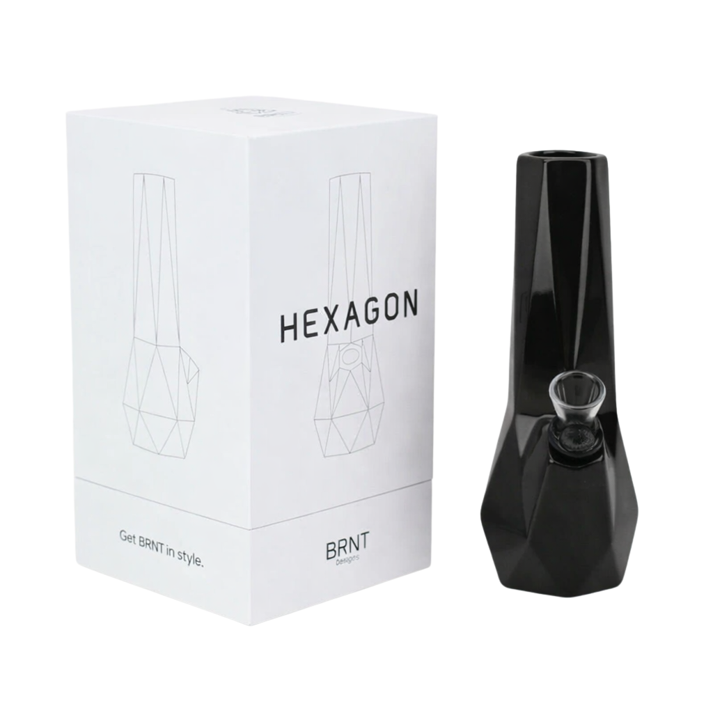 9.5" Ceramic Hexagon Tube Bong | BRNT | Black