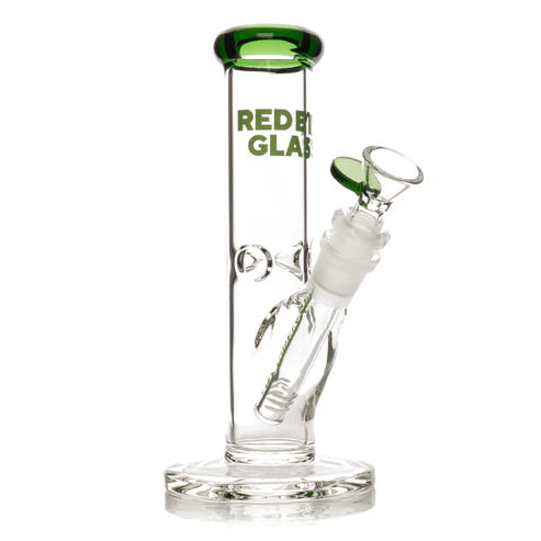 8" Straight Base Water Pipe Bong | Red Eye Glass | Multiple Colours