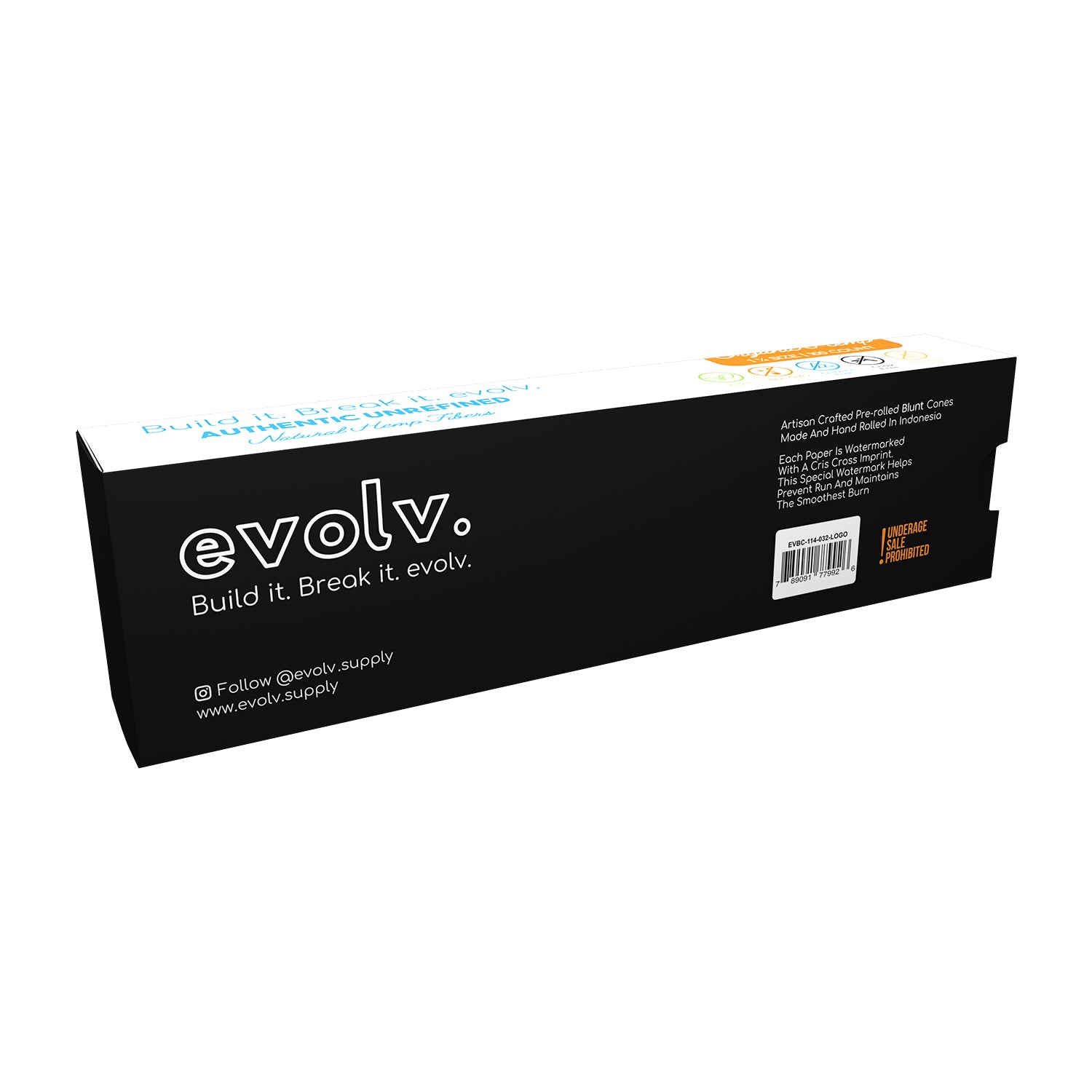 Evolv Pre-Rolled Blunt Cones | 1 1/4 Size: 84mm/ 26mm | 32/Pack