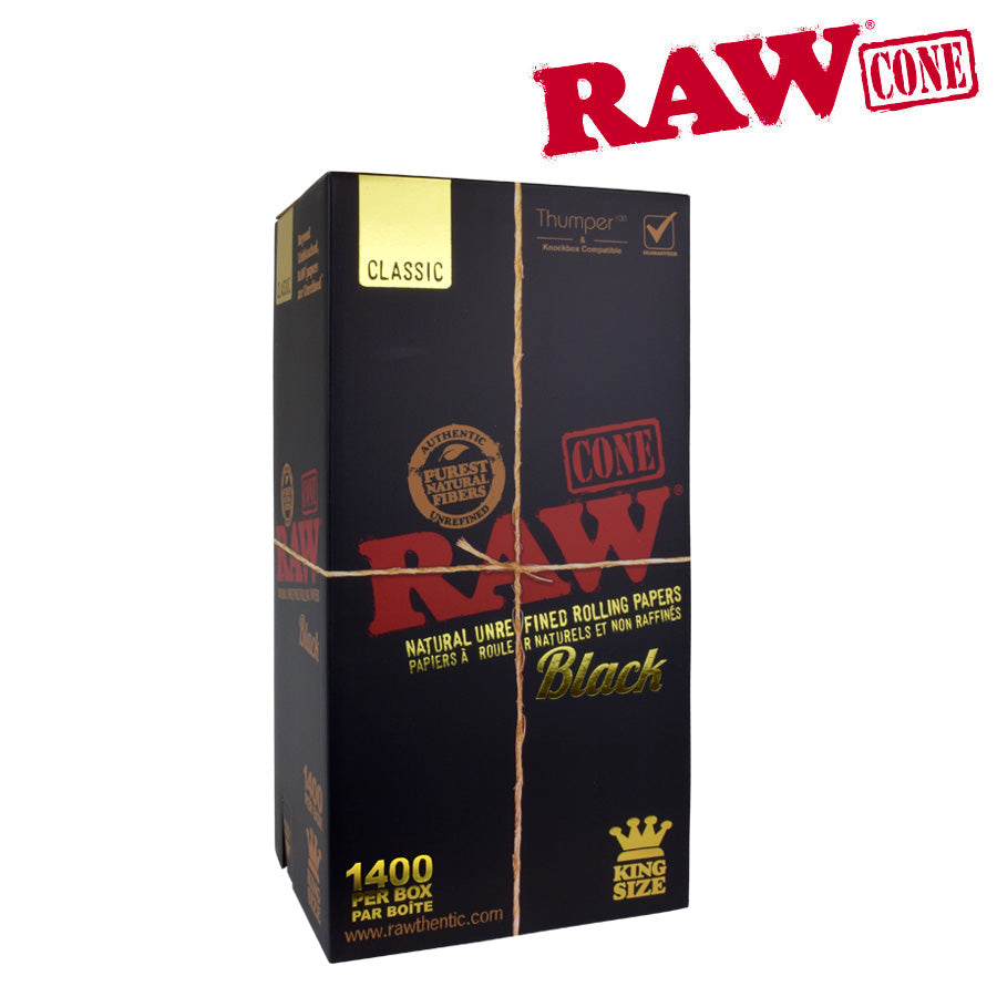 RAW Black Pre-Rolled Cones King Size, 1400/PACK
