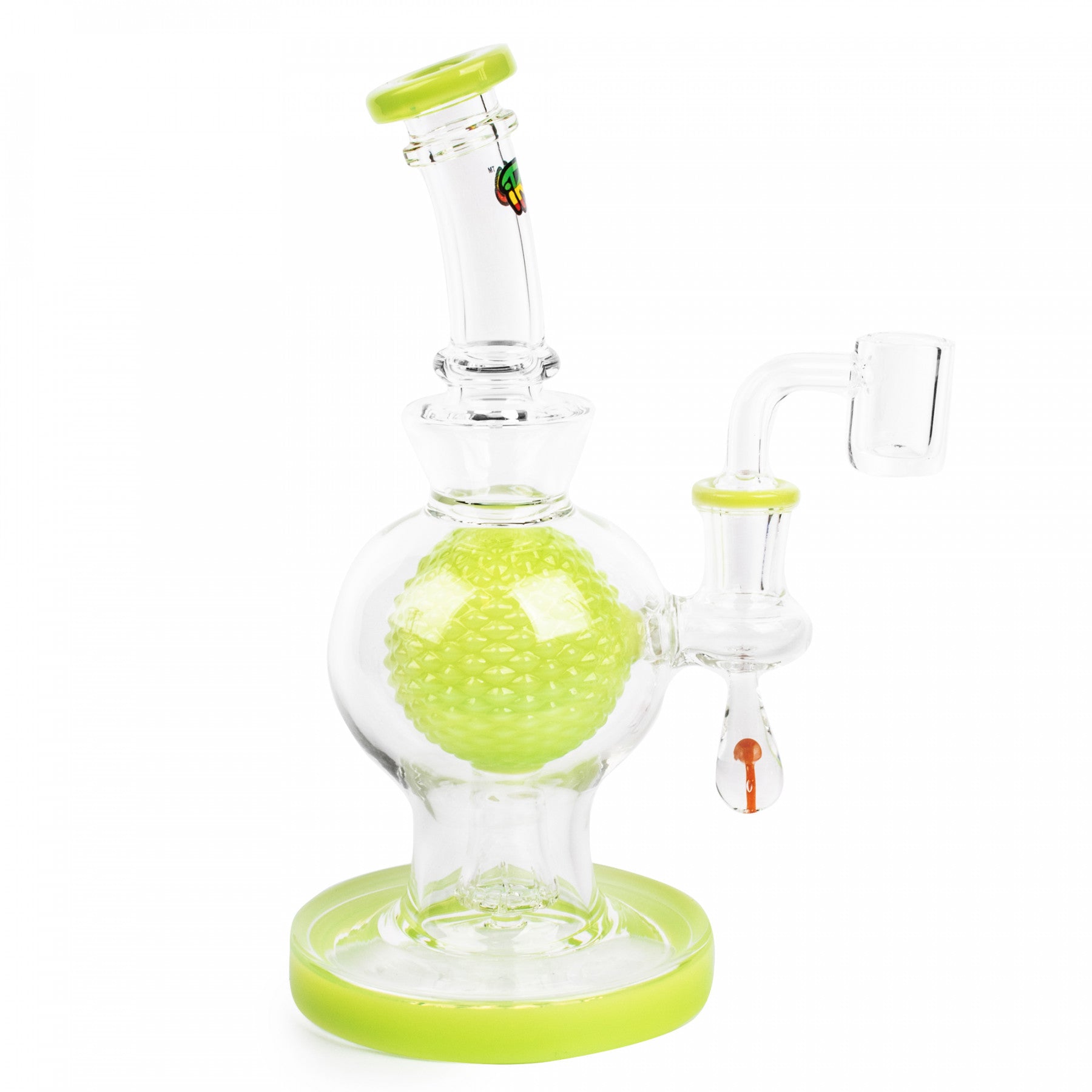 7" Aquatex Ball W/ Mushroom Marble Concentrate Rig - Irie - Slime