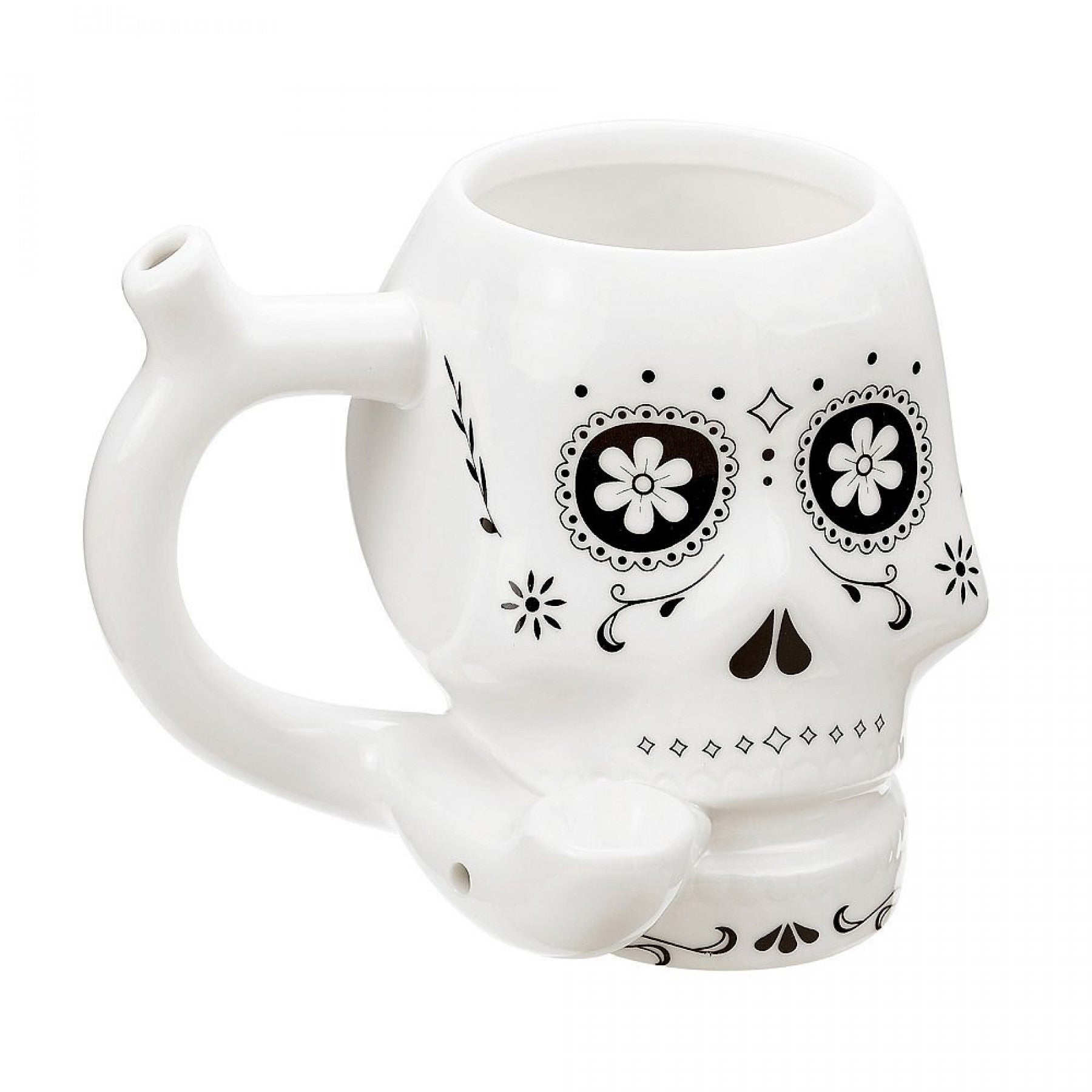 Sugar Skull Mug Pipe | White