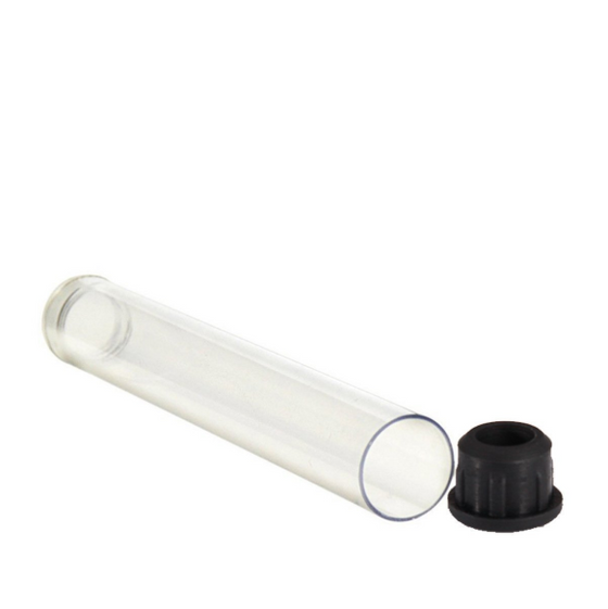 Plastic Tube for Vape Cartridges 13mm x 84mm - Black Cap