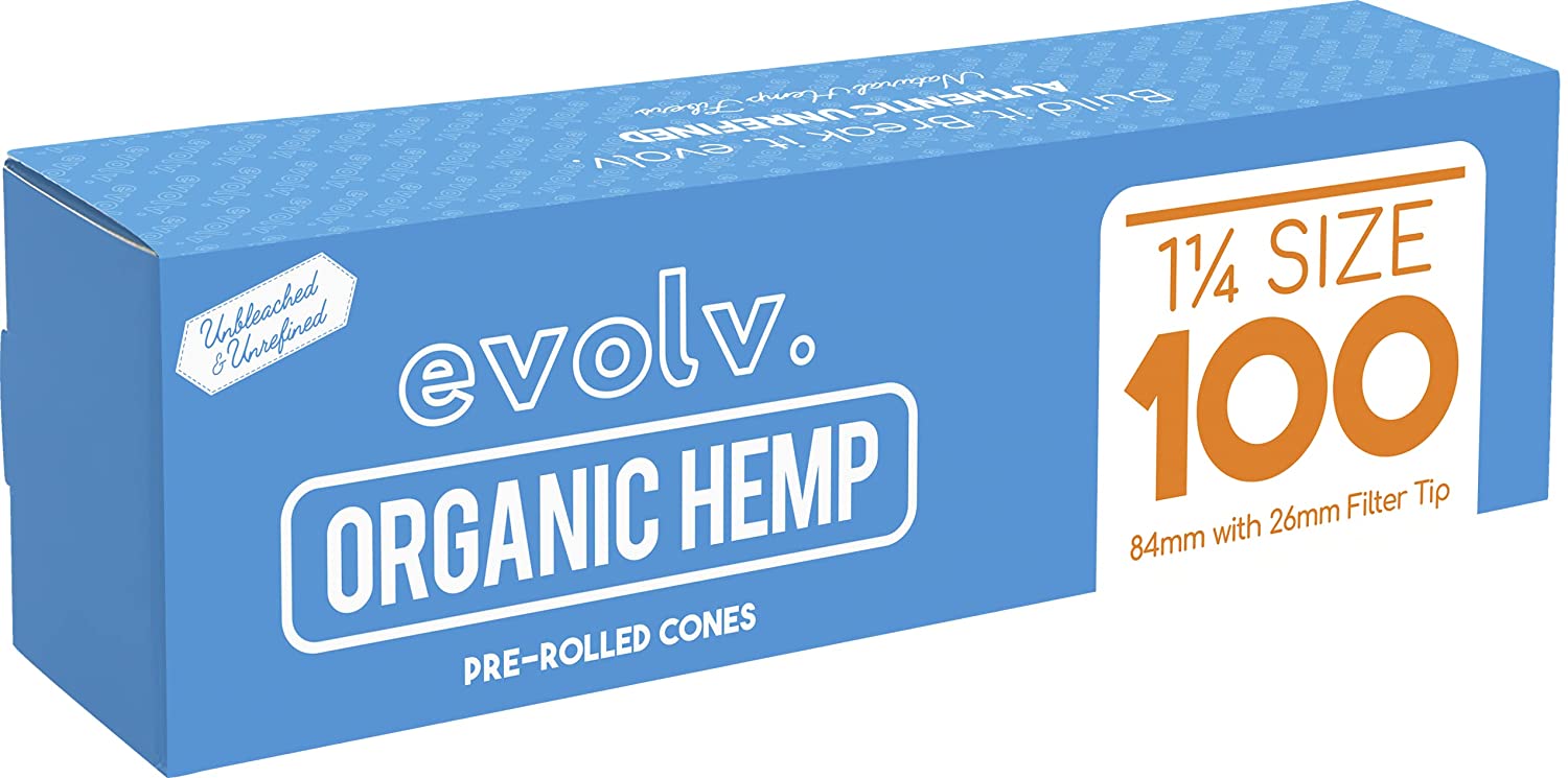 EVOLV Organic Hemp Pre-Rolled Cones 1 1/4 - 100/Pack