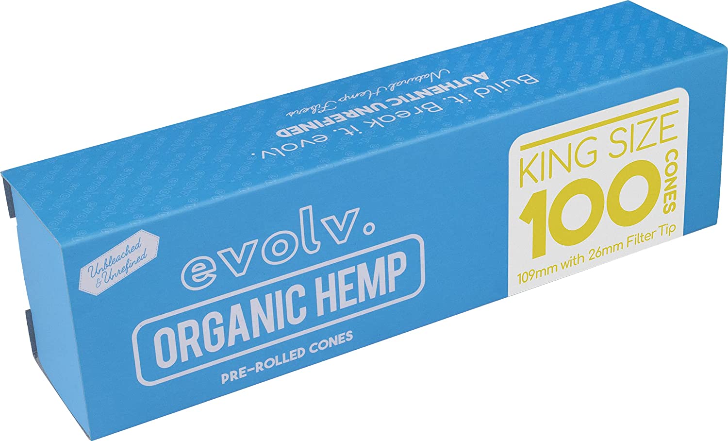 EVOLV Organic Hemp Pre-Rolled Cones | Size: King Size | 100/Pack