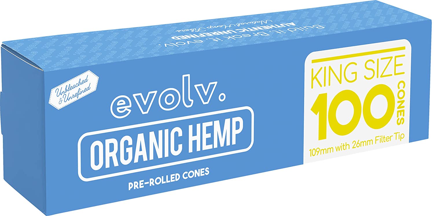 EVOLV Organic Hemp Pre-Rolled Cones | Size: King Size | 100/Pack