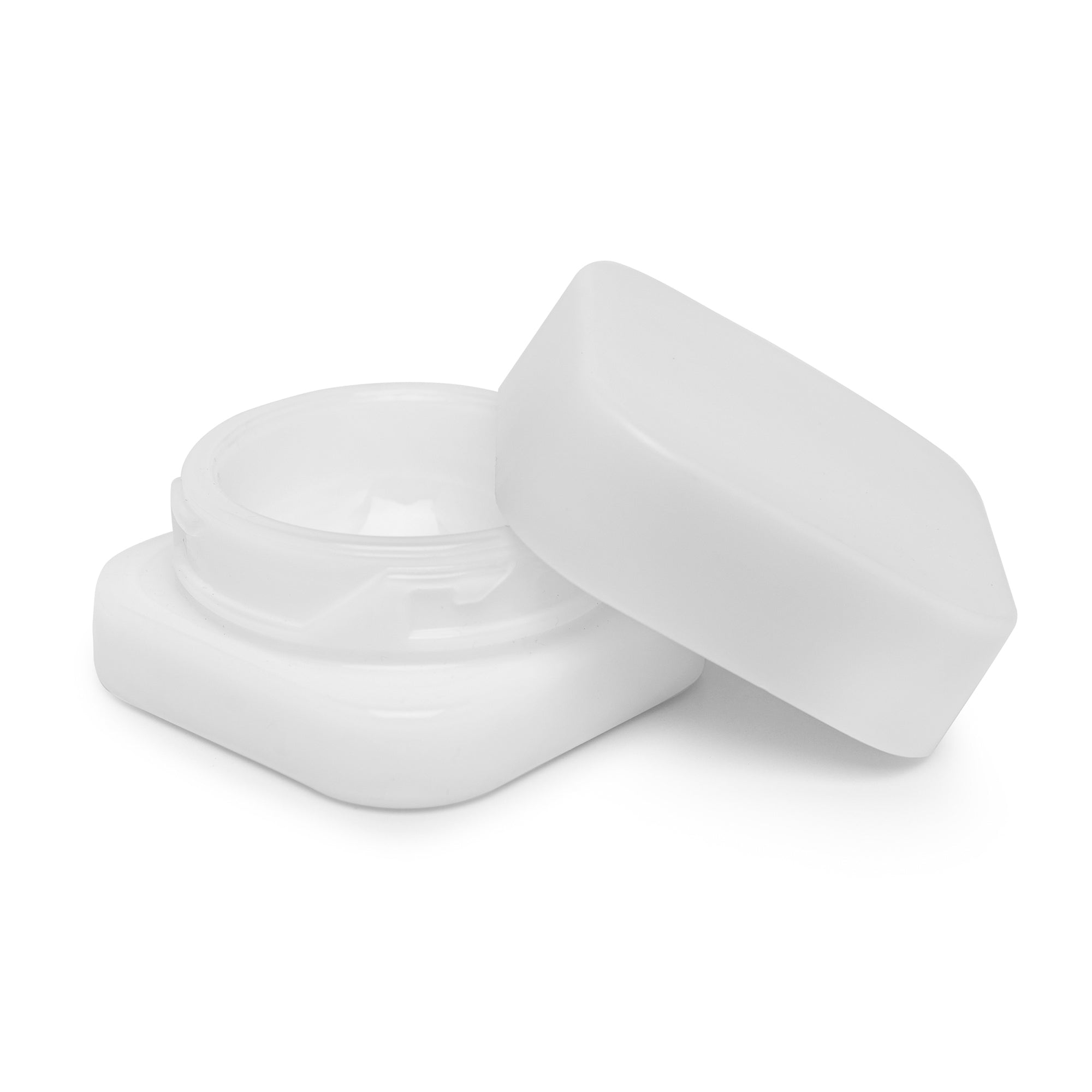 5ml Cube Glass Shoulderless Screw Top Jars w/ Child Resistant Lid (White Glass, White Lid)