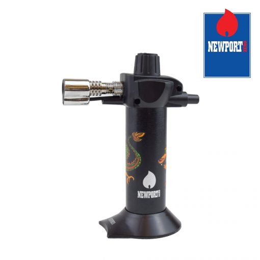 Newport Cigar Torch - Black w/ Dragon - No Butane - Mini 5.5"