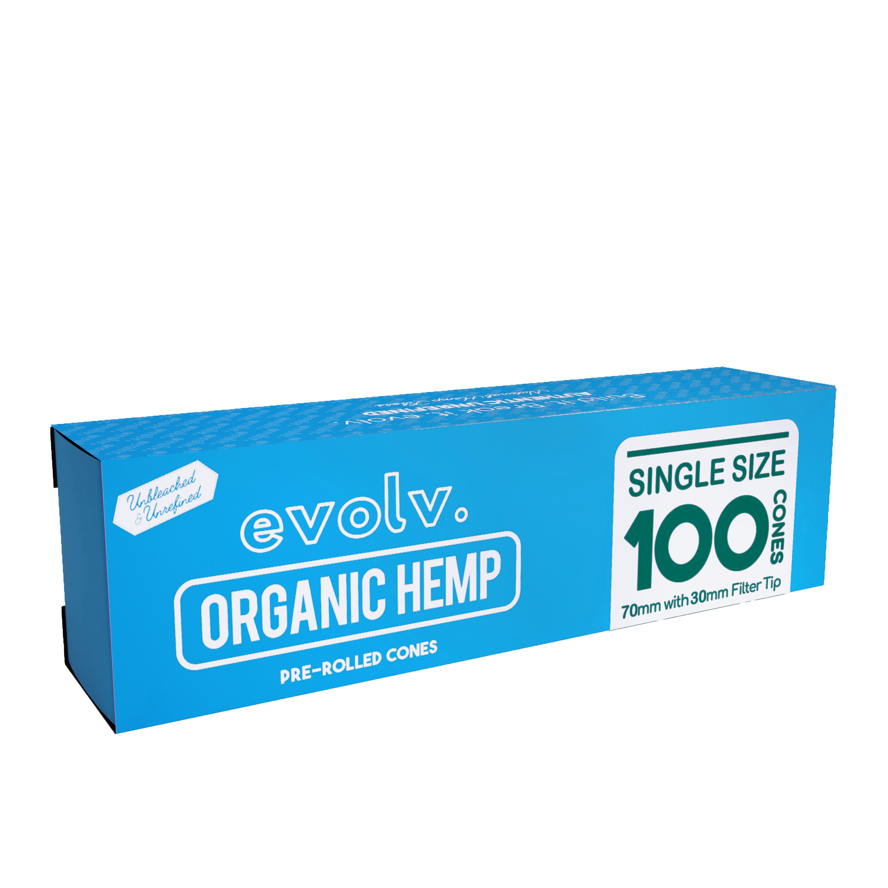 EVOLV Organic Hemp Pre-Rolled Cones | Single Size (Dog Walker) | 70mm/30mm | 100/Pack