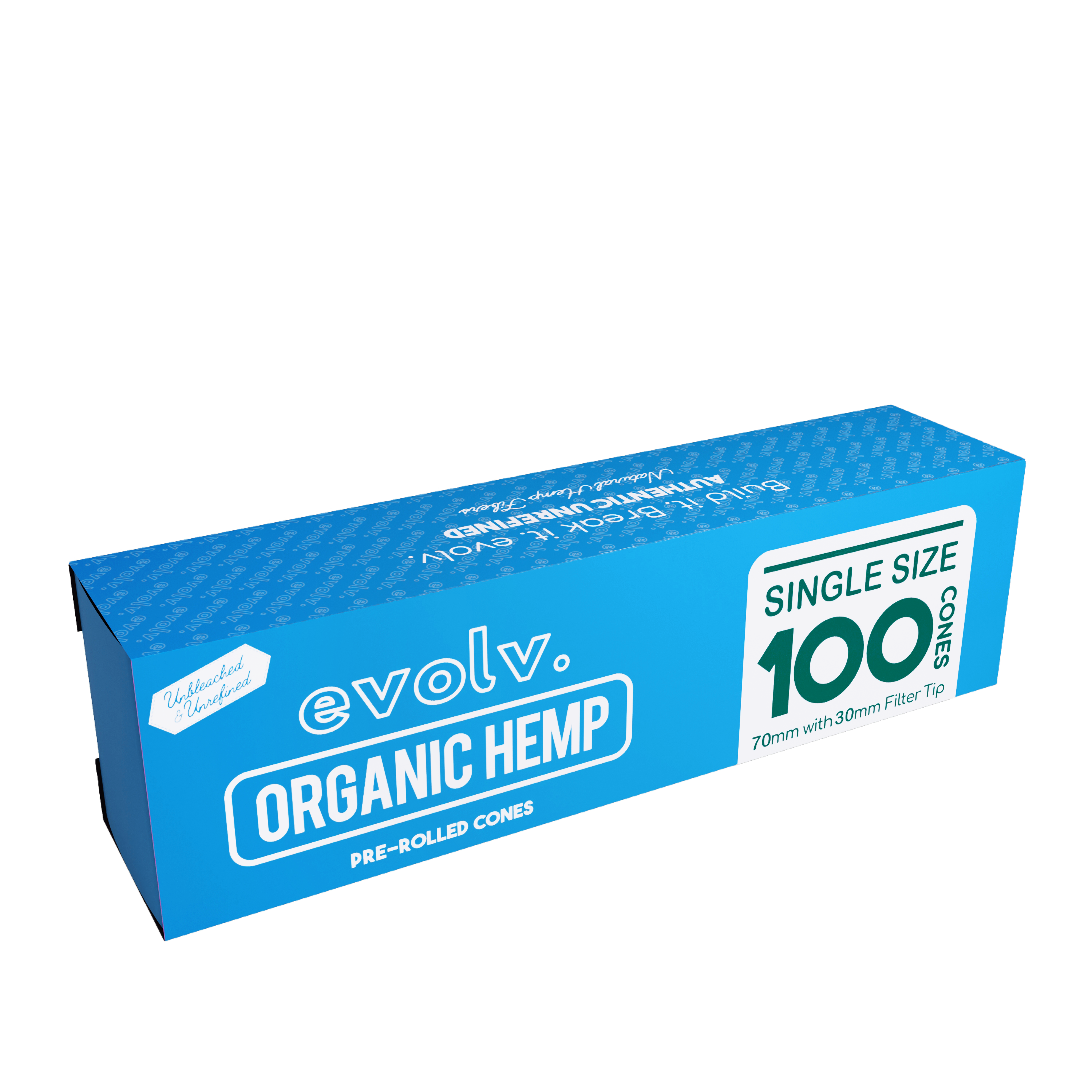 EVOLV Organic Hemp Pre-Rolled Cones | Single Size (Dog Walker) | 70mm/30mm | 100/Pack