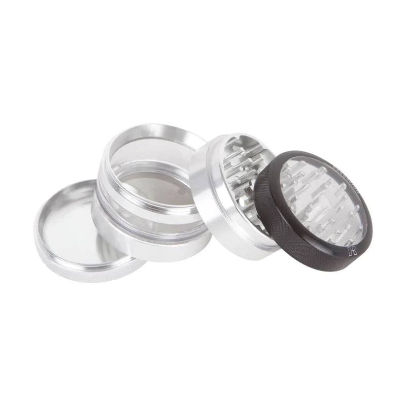 KANNASTÖR Clear Top & Jar Body Grinder | 4 Piece | 2.2" Silver