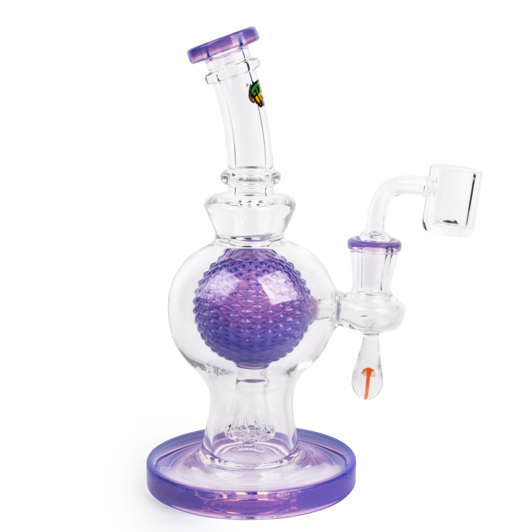 7" Aquatex Ball W/ Mushroom Marble Concentrate Rig - Irie - Purple
