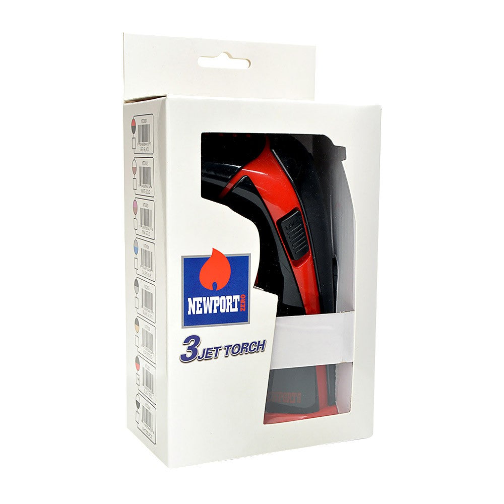 Newport Triple Flame Torch - Black & Red - No Butane - 6"