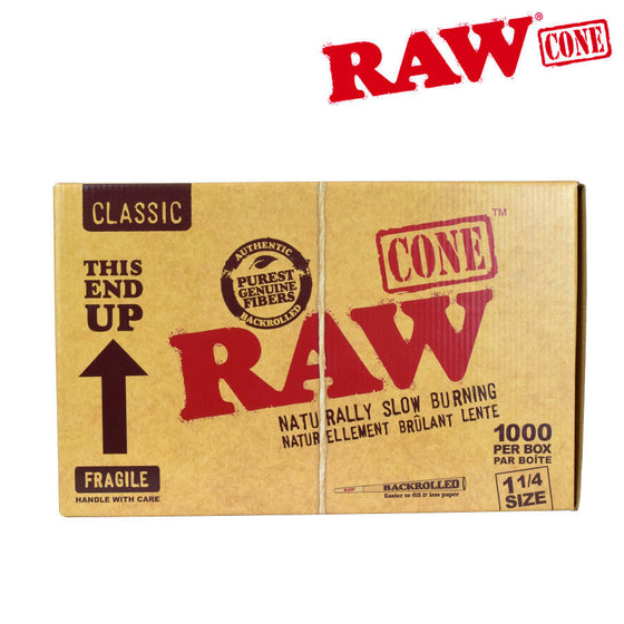 RAW Classic Natural Unrefined Pre-Rolled Cones 1 1/4 | Backrolled | 1000/PACK