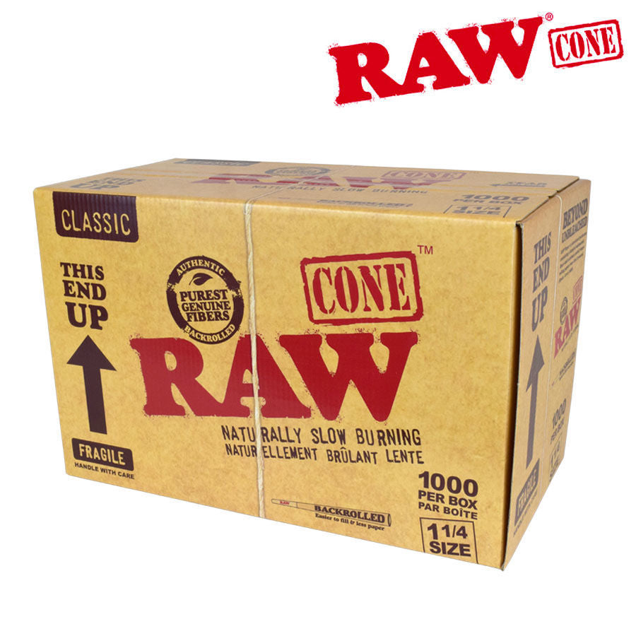 RAW Classic Natural Unrefined Pre-Rolled Cones 1 1/4 | Backrolled | 1000/PACK