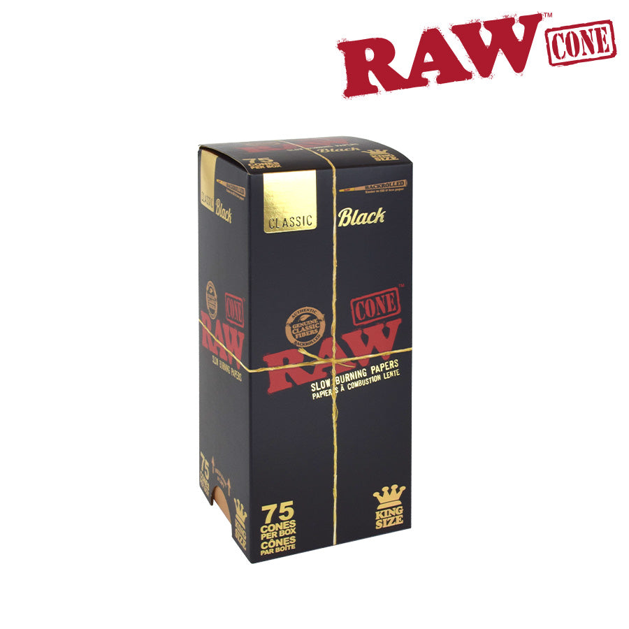 RAW Black Pre-Rolled Cones King Size | 75 Cone Pack