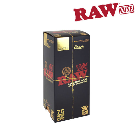 RAW Black Pre-Rolled Cones King Size | 75 Cone Pack