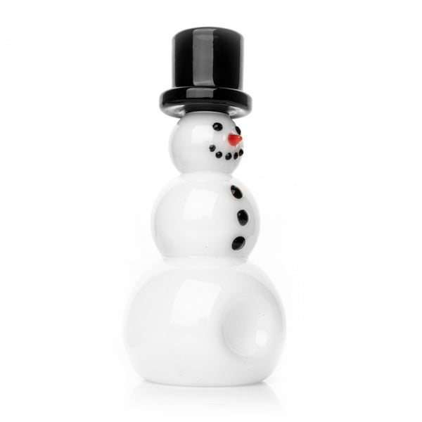 5.5" Snowman Hand Pipe | Red Eye Glass | White