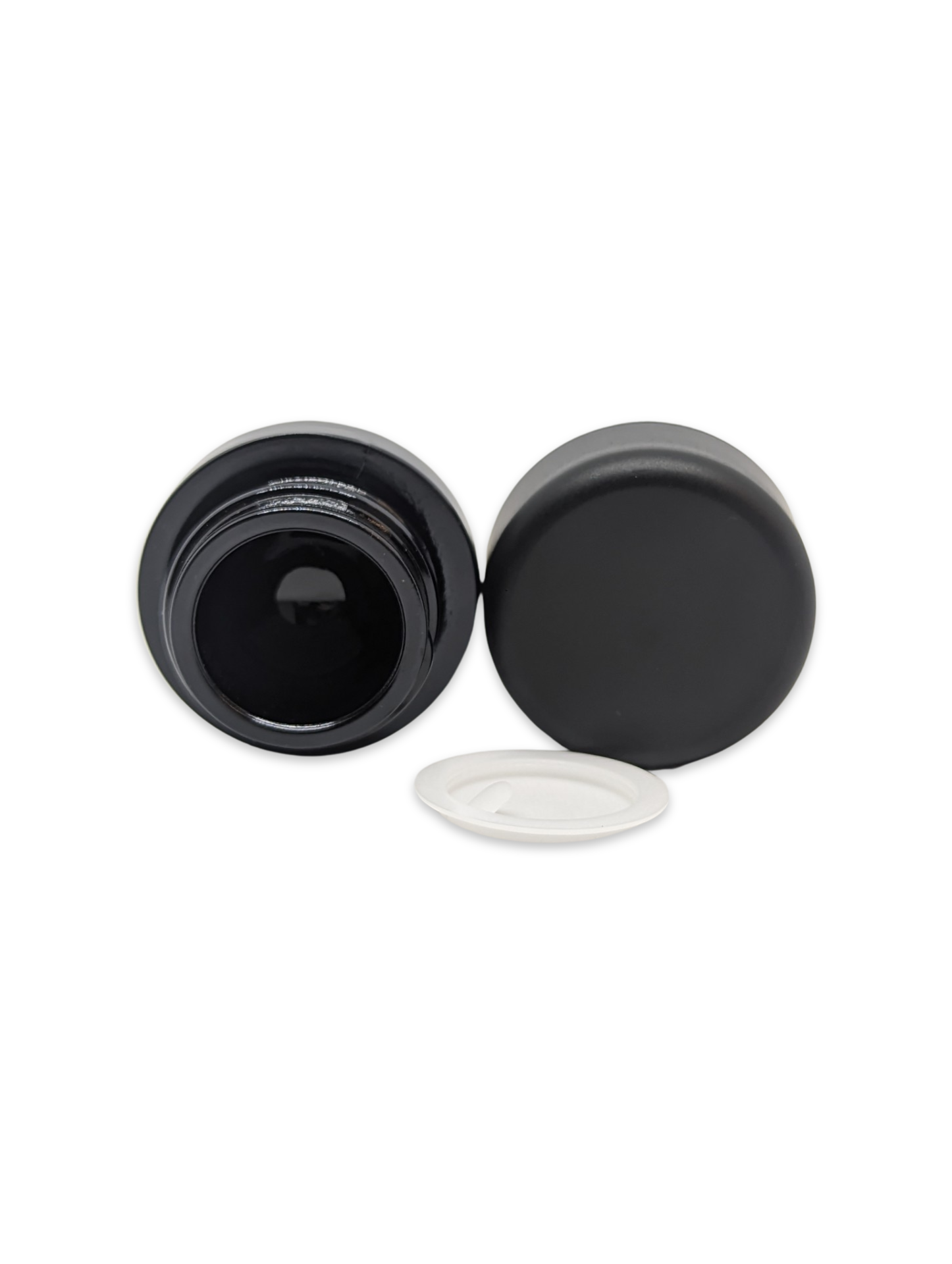 5ml Round Glass Shoulderless Screw Top Jars | Child Resistant Lid | Black Glass, Black Lid