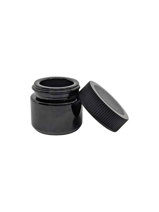 5ml Glass Shoulderless Concentrate Jars | Screw Top | Black Glass Jar, Black Lid