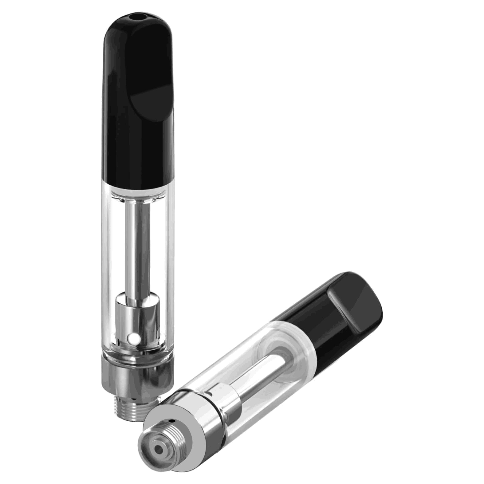 Glass Vaporizer Cartridge /w Ceramic Coil & 2mm hole (Screw-on Tips) - BLACK