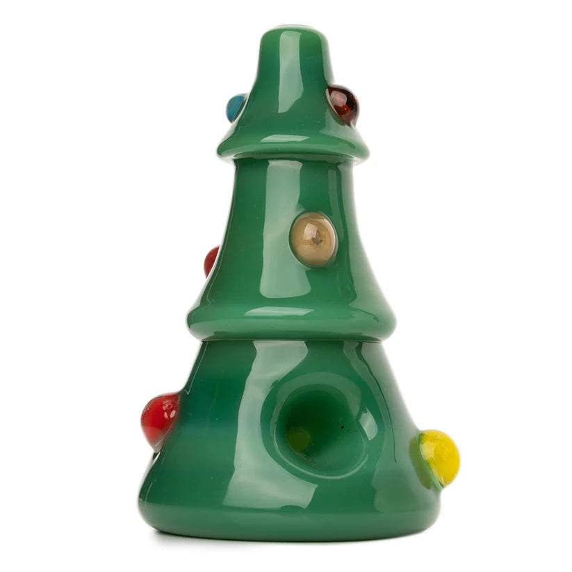 5" Christmas Tree Hand Pipe | Red Eye Glass | Green