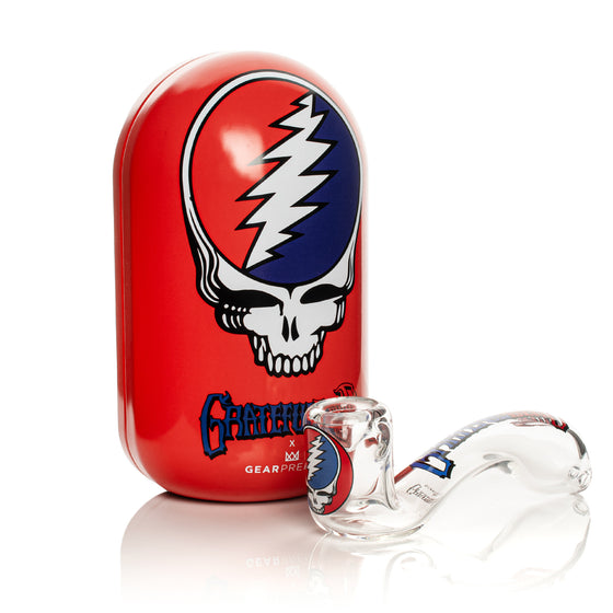 GEAR x Grateful Dead | 5.5" Steal Your Face Sherlock Hand Pipe | w/ Collectible Tin