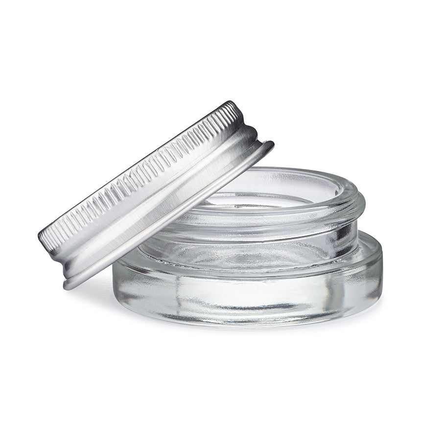 7 ml Glass Jars | Shoulderless & Screw Top For Concentrate | Silver Aluminum Cap