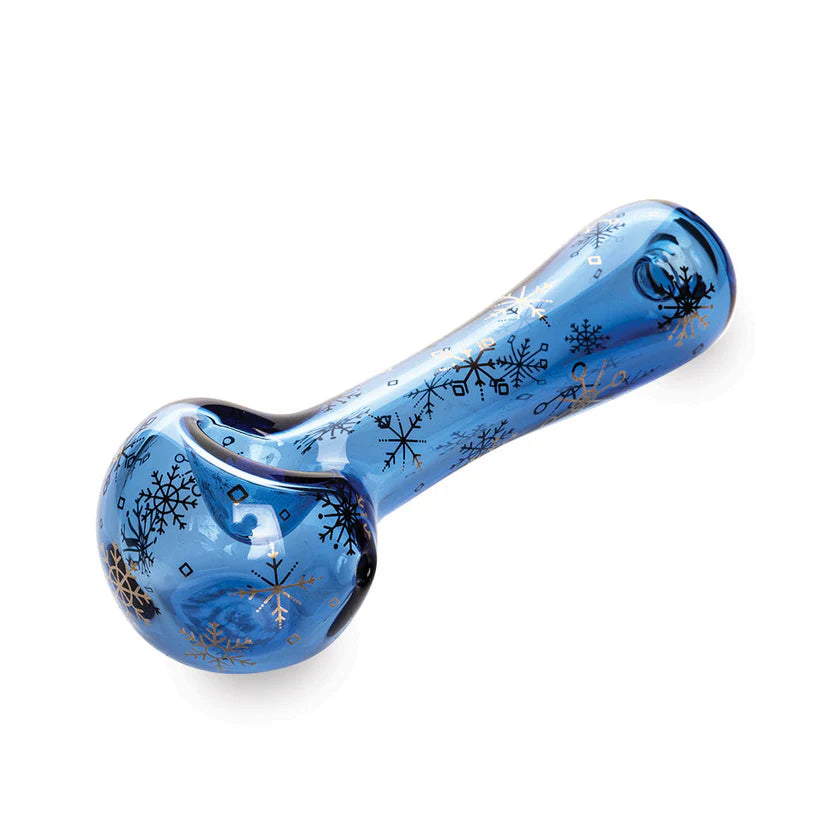 4.5" Winter Wonderland Spoon Hand Pipe | Red Eye Glass | Blue