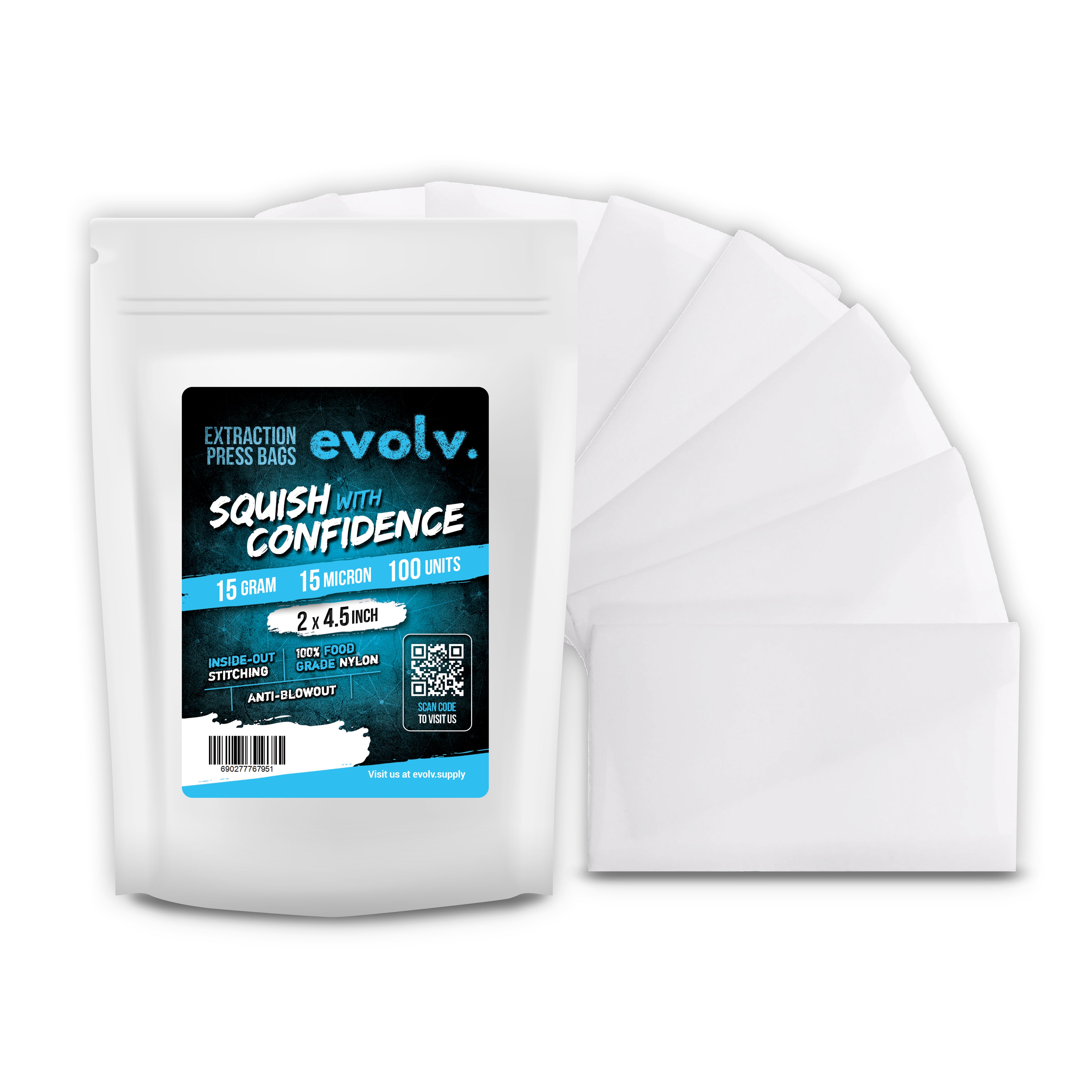 EVOLV Rosin Press Bags - 2" x 4.5" - 15u Micron