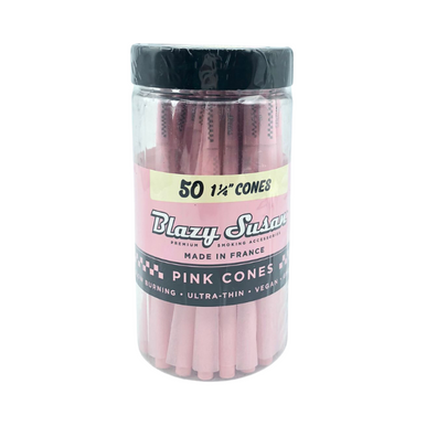 Blazy Susan Pink Pre-Rolled Cones | 1 1/4 Size: 84mm/ 26mm | 50 Cone Pack
