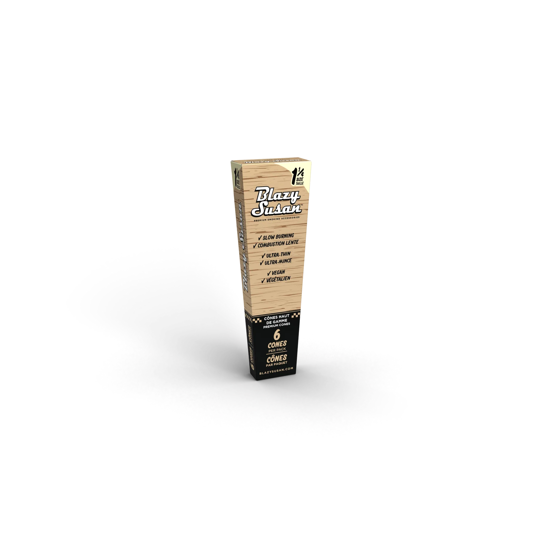 Blazy Susan | Pre-Rolled Unbleached 1 1/4 Size Cones | 6 Pack