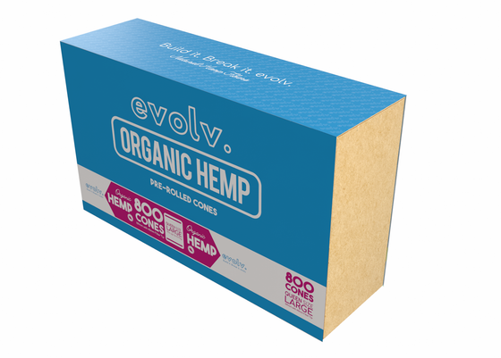 EVOLV Organic Hemp Pre-Rolled Cones | Queen Size: 109mm/40mm | Slender | 800/Pack