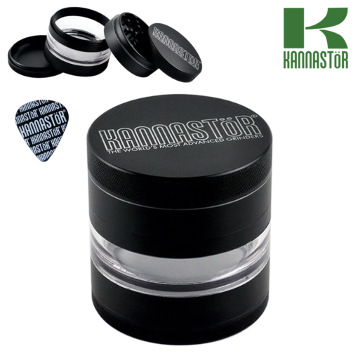 KANNASTÖR Solid Top & Jar Body Grinder | 4 Piece | 2.2" Black