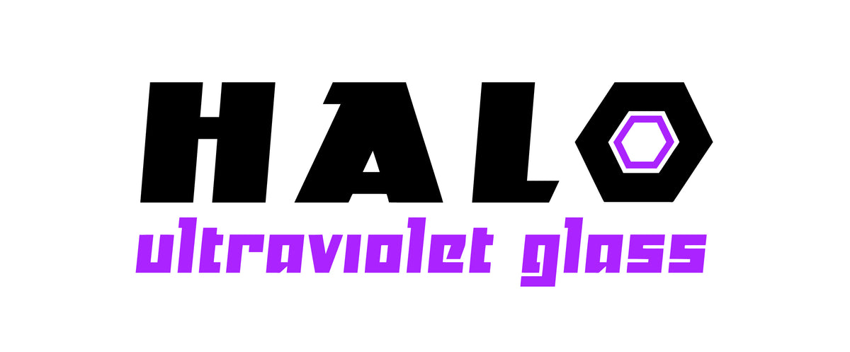 4ml CR HALO UltraViolet Glass | Round Glass Child Resistant Screw Top Jars | UV Glass w/ Semi-Gloss Black Lid | 350 Jar Case [NEW CARTON DESIGN]