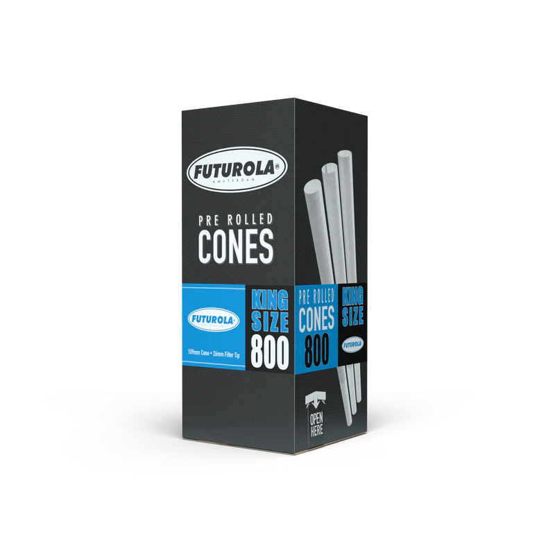 Futurola Classic White Pre-Rolled Cones | King Size: 109mm/ 26mm | Standard | 800/Pack | No Logo Tip