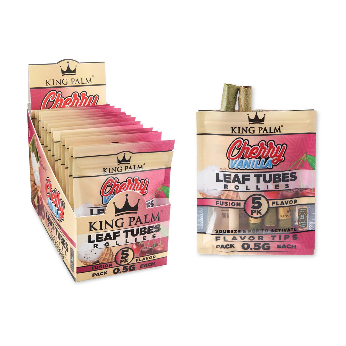 King Palm Wraps | Rollie Size Pre-Rolled Cones | Cherry Vanilla