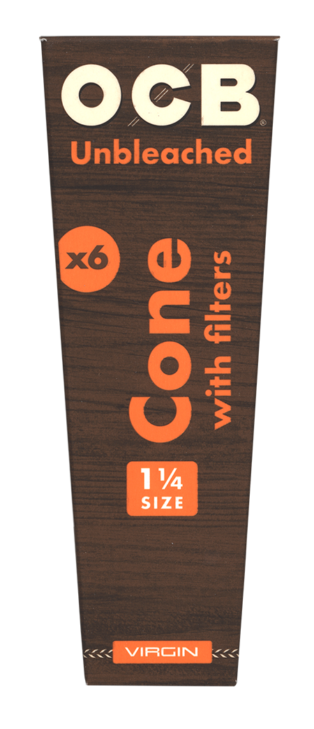OCB Virgin Unbleached 1 1/4 Size Pre-Rolled Cones | 6 pack