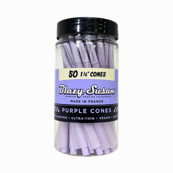 Blazy Susan Purple Pre-Rolled Cones | 1 1/4 Size: 84mm/ 26mm | 50 Cone Pack