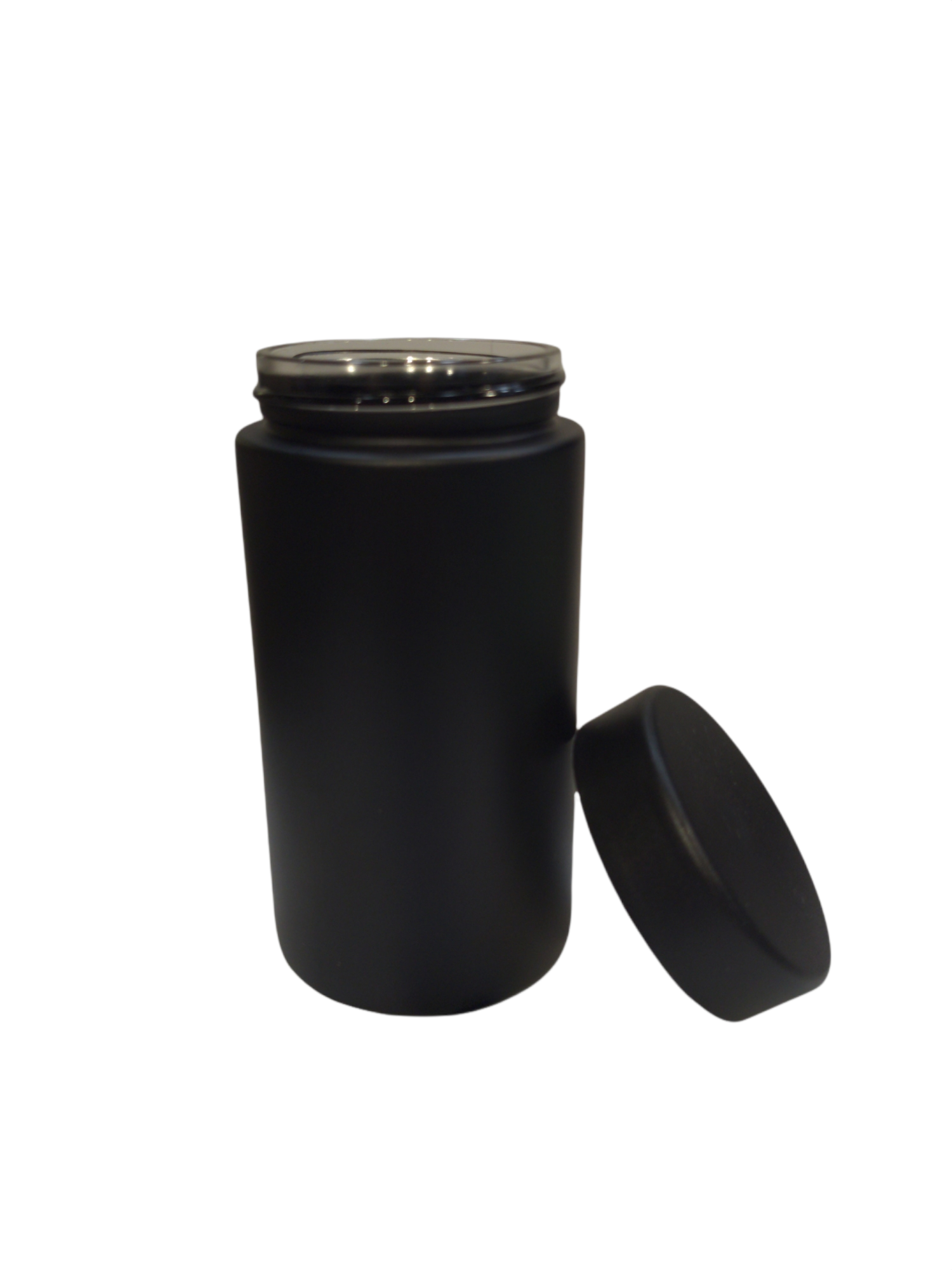 18 oz Child Resistant Glass Jar | Matte Black Jar w/ Black Plastic Screw Lid