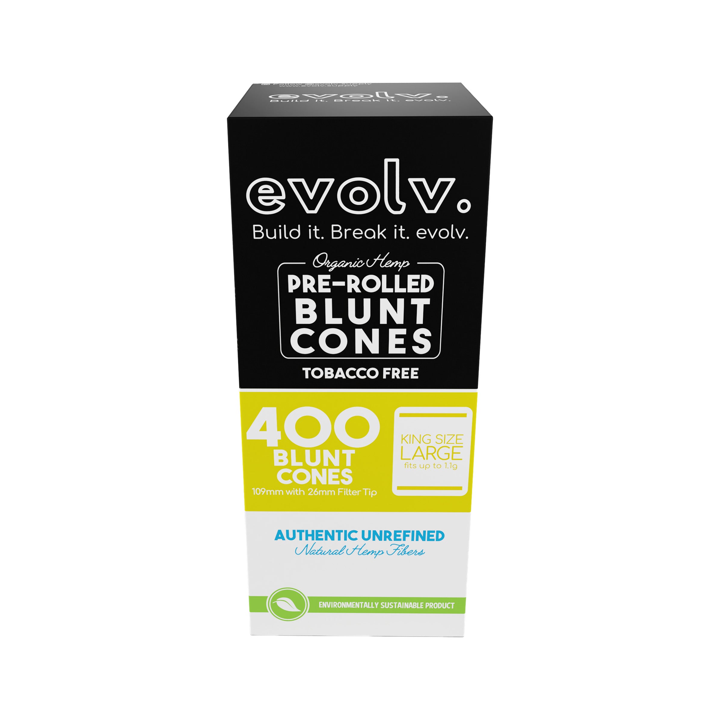 Evolv Pre-Rolled Blunt Cones | King Size: 109mm/ 26mm | 400/Pack