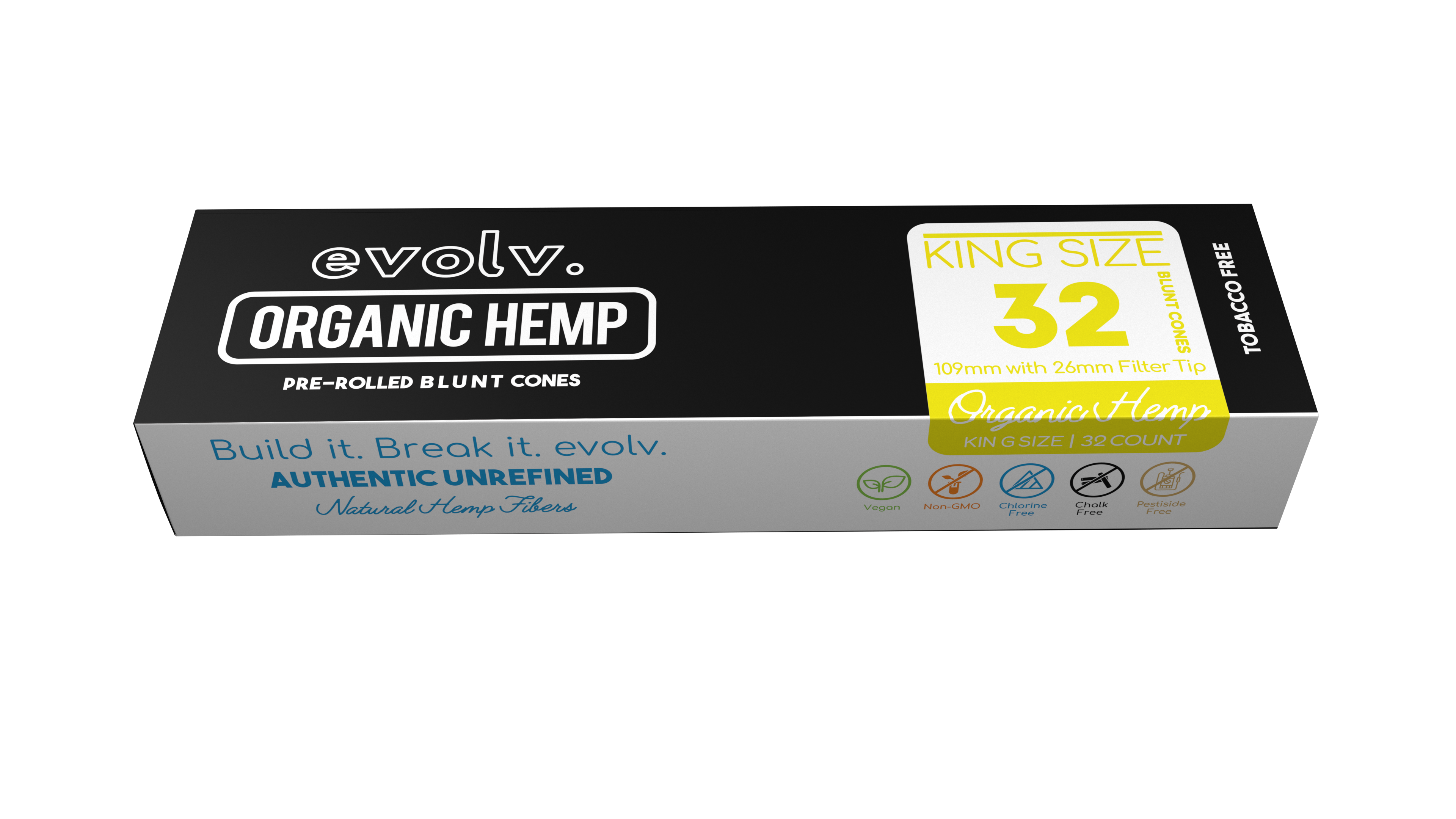 Evolv Pre-Rolled Blunt Cones | King Size: 109mm/ 26mm | 32/Pack