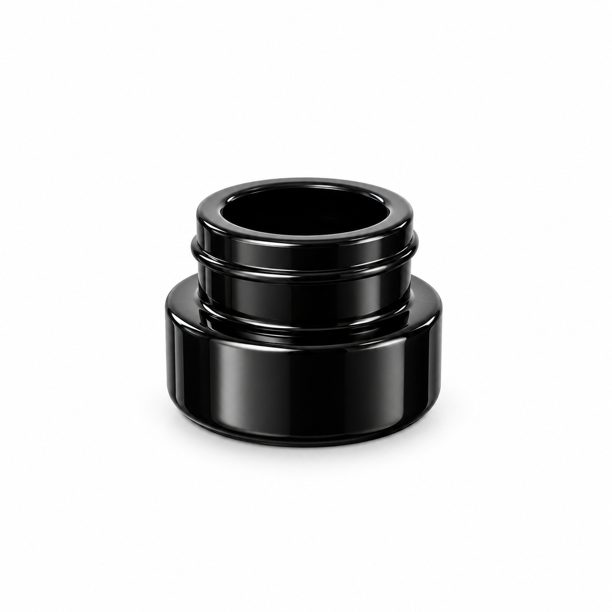 4ml CR HALO UltraViolet Glass | Round Glass Child Resistant Screw Top Jars | UV Glass w/ Semi-Gloss Black Lid | 350 Jar Case [NEW CARTON DESIGN]