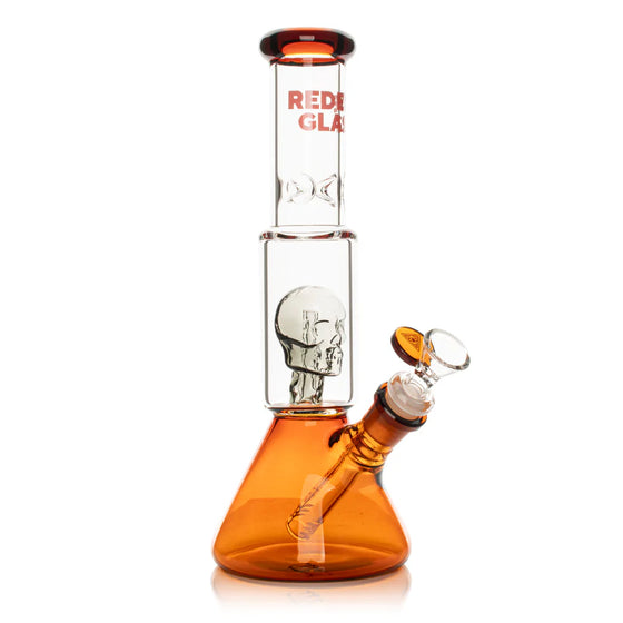 11" Dual Chamber Skull Perc Water Pipe | Red Eye Glass | Multiple Variations